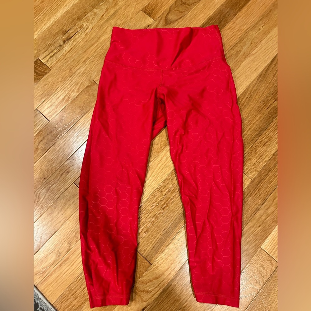 DYI Cropped Red Geometric Leggings, Medium